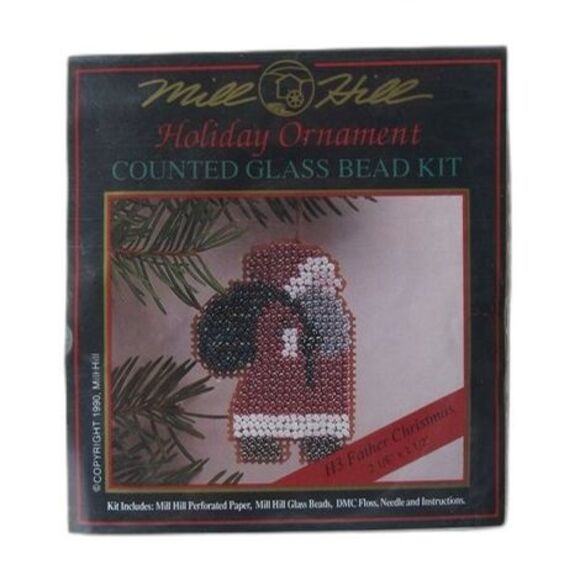 Mill Hill Counted Glass Bead Kit Holiday Ornament Father Christmas H3' NOS 90s - Picture 1 of 5